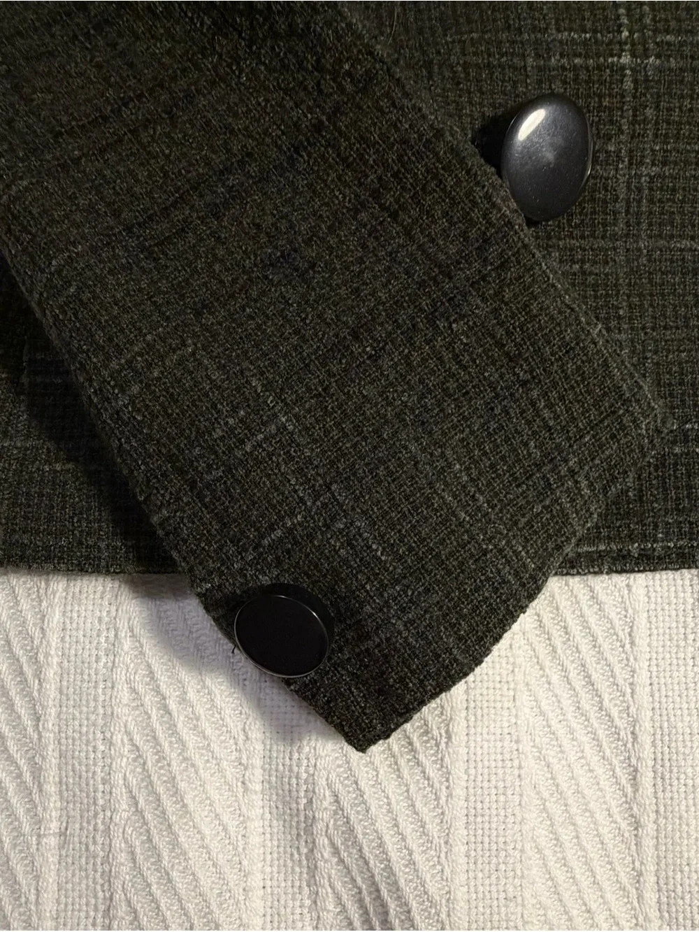 Vintage Christian Dior Women’s Jacket Green Tweed Wool Blend Blazer 80s 90s